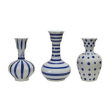 Hand-Painted Stoneware Vase with Dots/Stripes
