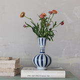 Hand-Painted Stoneware Vase with Dots/Stripes