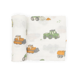 Cotton Muslin Swaddle Blanket- Work Trucks