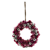 11" Round Glass Ball Wreath- Red, Pink, Silver
